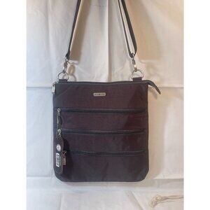 Sofia Vitali grey crossbody purse with multi pockets & hot pink interior Nylon